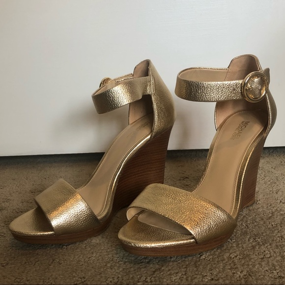 michael kors gold wedge heels